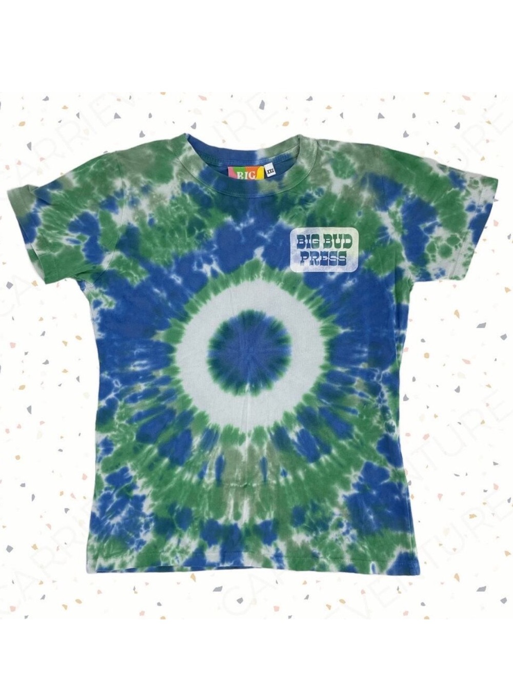 Big Bud Press Short Sleeve Tee Blue Green Ocean Mermaid Tie Dye Unisex Size XXS